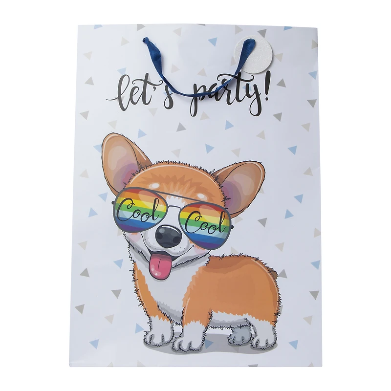 pug 'happy b-day' jumbo gift bag 17.75in x 12.75in