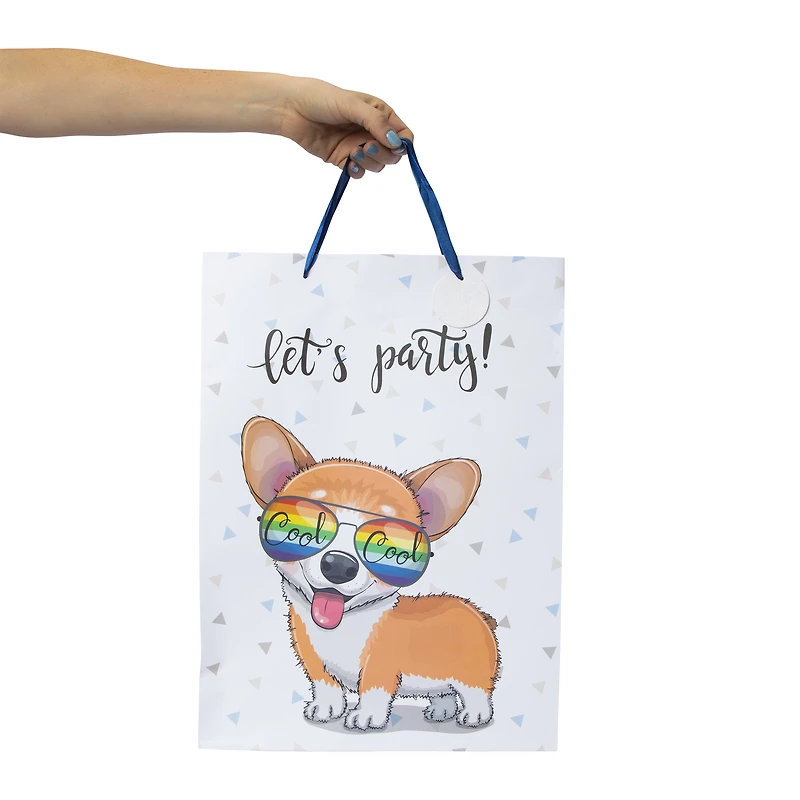 pug 'happy b-day' jumbo gift bag 17.75in x 12.75in