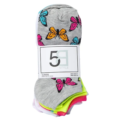 ladies low cut socks, black & white 5-pack