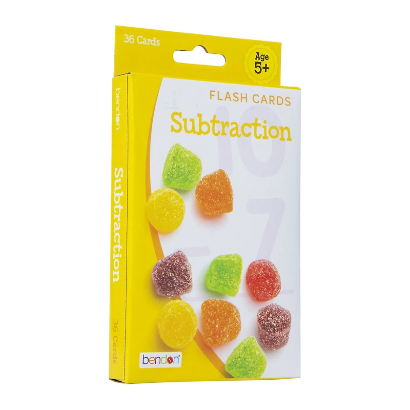 math flash cards: subtraction 36-cards set