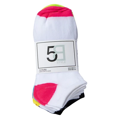 ladies ankle socks, butterflies & bright colors 10-pack