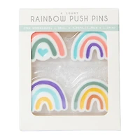 whimsical push pins 4-count - rainbow
