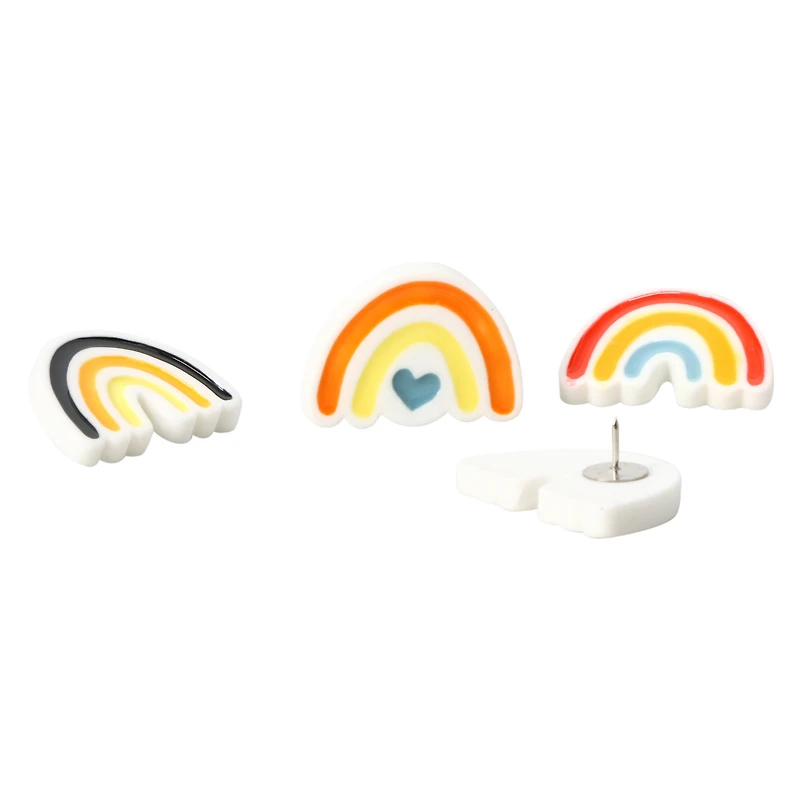 whimsical push pins 4-count - rainbow