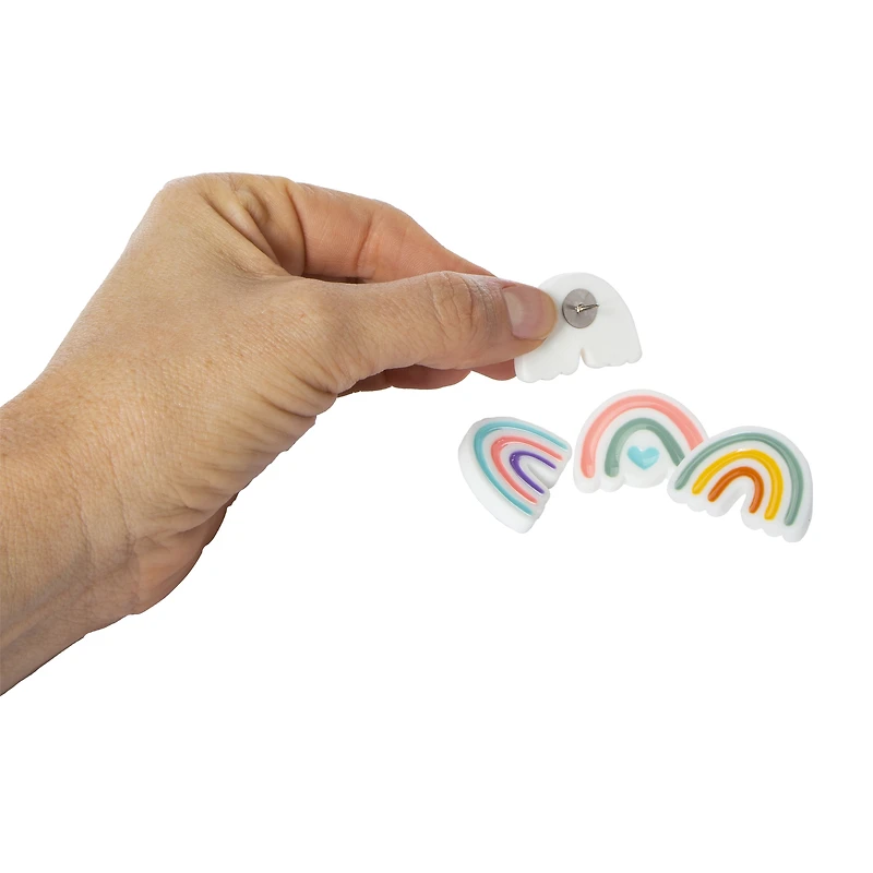 whimsical push pins 4-count - rainbow