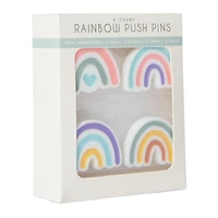 whimsical push pins 4-count - rainbow