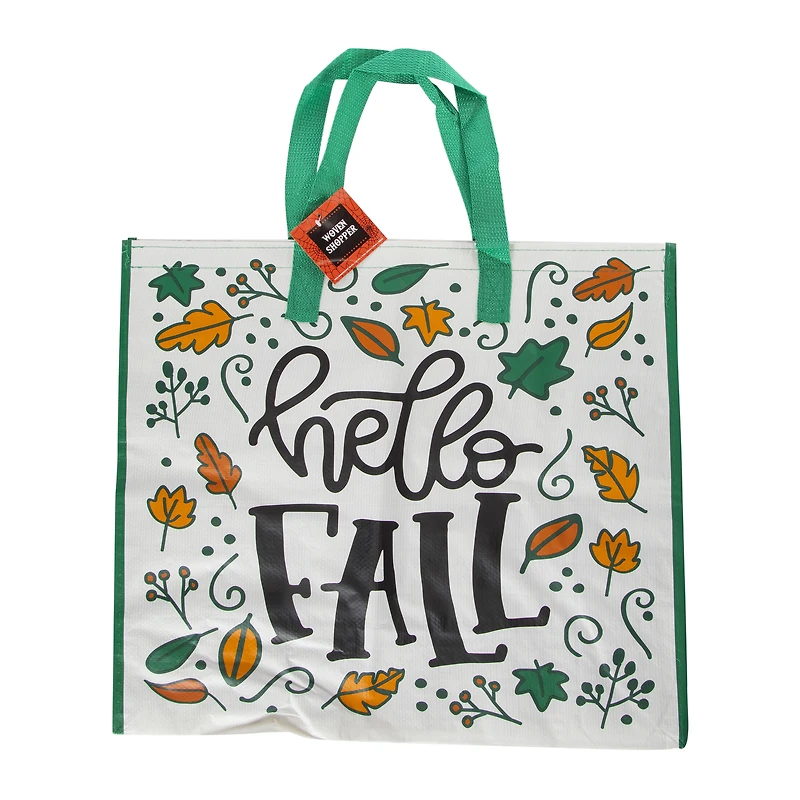 'pumpkin spice, spice baby' reusable shopper bag 20.5in x 17.7in 7.9in