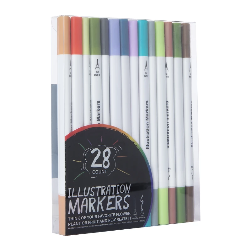 dual-tip illustration markers 28-count