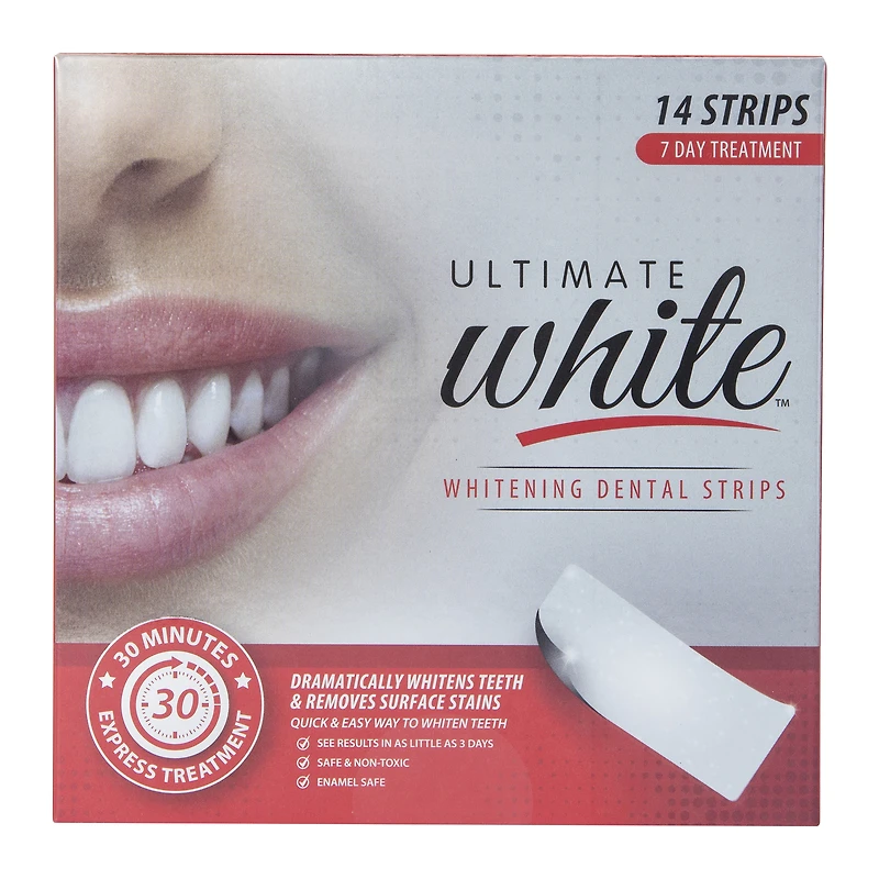 ultimate white™ whitening dental strips 7-day treatment/14 strips