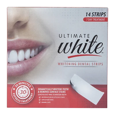 ultimate white™ whitening dental strips 7-day treatment/14 strips