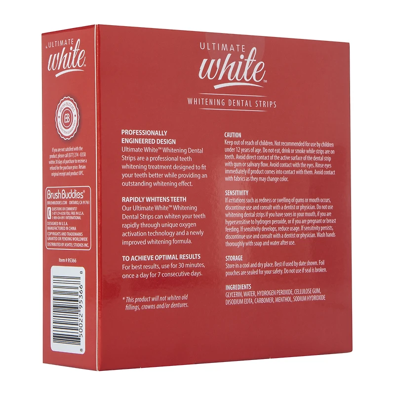 ultimate white™ whitening dental strips 7-day treatment/14 strips