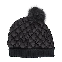 quilted puffer beanie hat - lilac