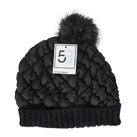 quilted puffer beanie hat - lilac