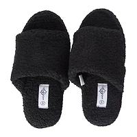 black teddy slide slippers