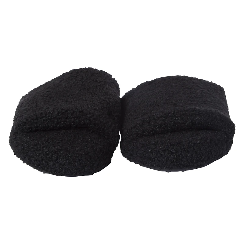 black teddy slide slippers