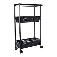 3-tier plastic rolling cart 30.3in x 18.8in