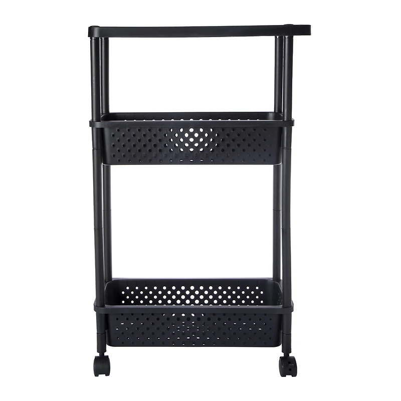 3-tier plastic rolling cart 30.3in x 18.8in