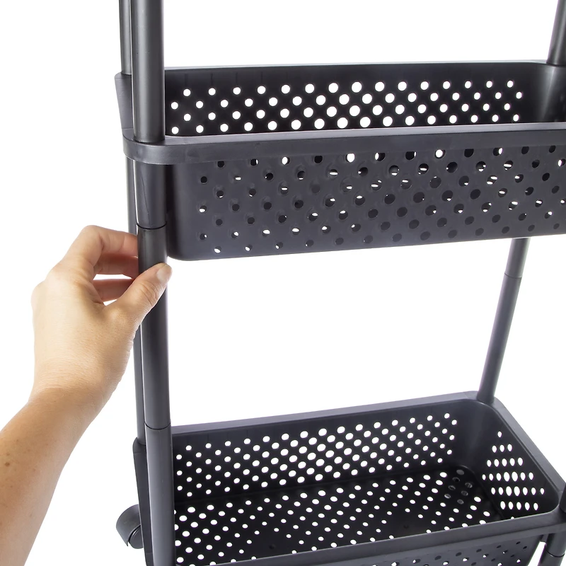 3-tier plastic rolling cart 30.3in x 18.8in