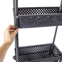 3-tier plastic rolling cart 30.3in x 18.8in