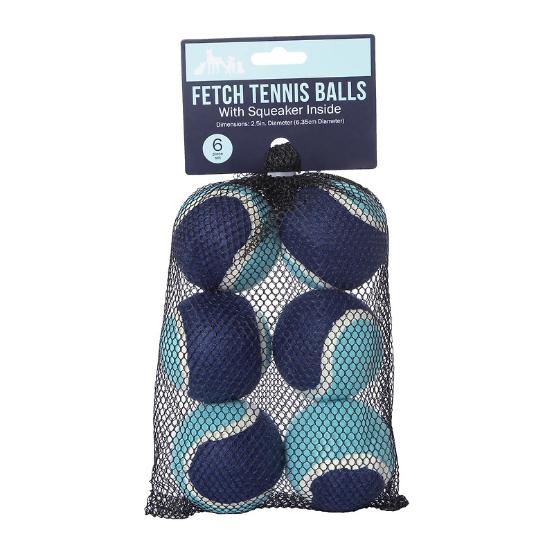 6-count dog toy tennis balls with squeaker inside