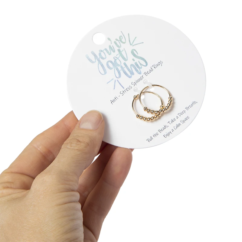 silver anti-stress spinner bead rings set