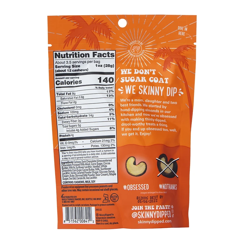 skinnydipped cashews™ dark chocolate salted caramel 3.5oz