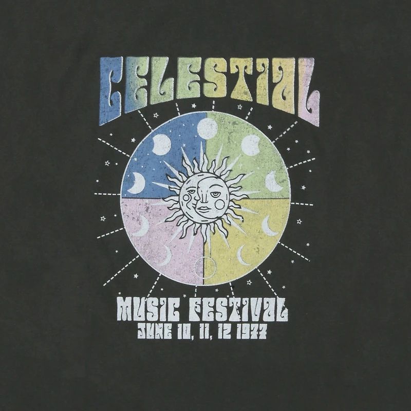 juniors celestial music festival graphic tee