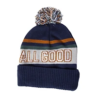 knit beanie hat with quote & yarn pom