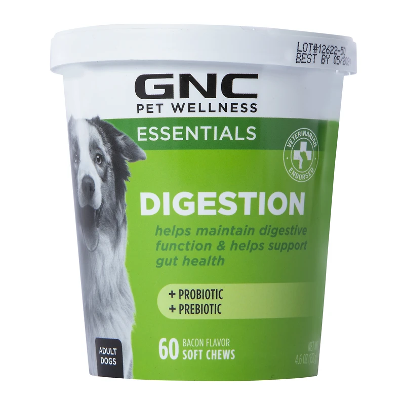 GNC pet wellness essentials probiotic + prebiotic digestion chews 60-count