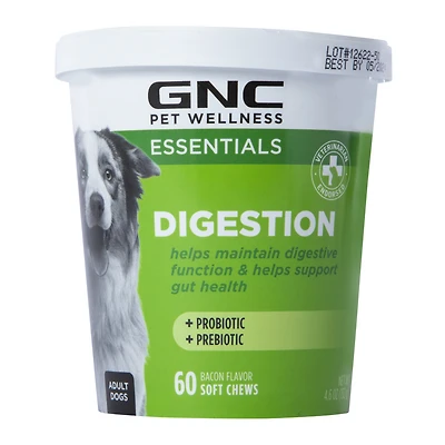 GNC pet wellness essentials probiotic + prebiotic digestion chews 60-count