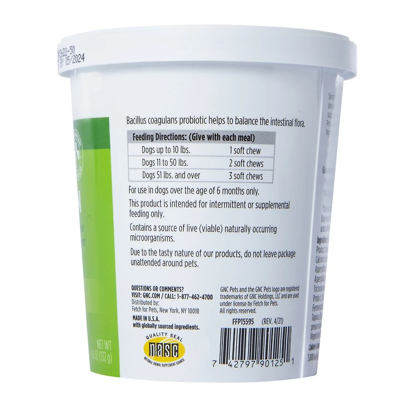 GNC pet wellness essentials probiotic + prebiotic digestion chews 60-count