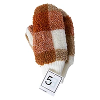 plaid sherpa mittens