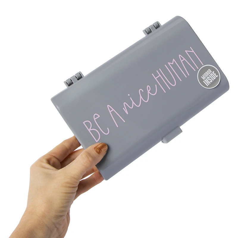 cosmetic storage box with mirror 8.2in x 5.5in