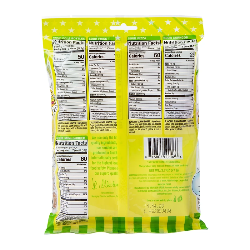 efrutti® lunch bag sour gummi candy 2.7oz