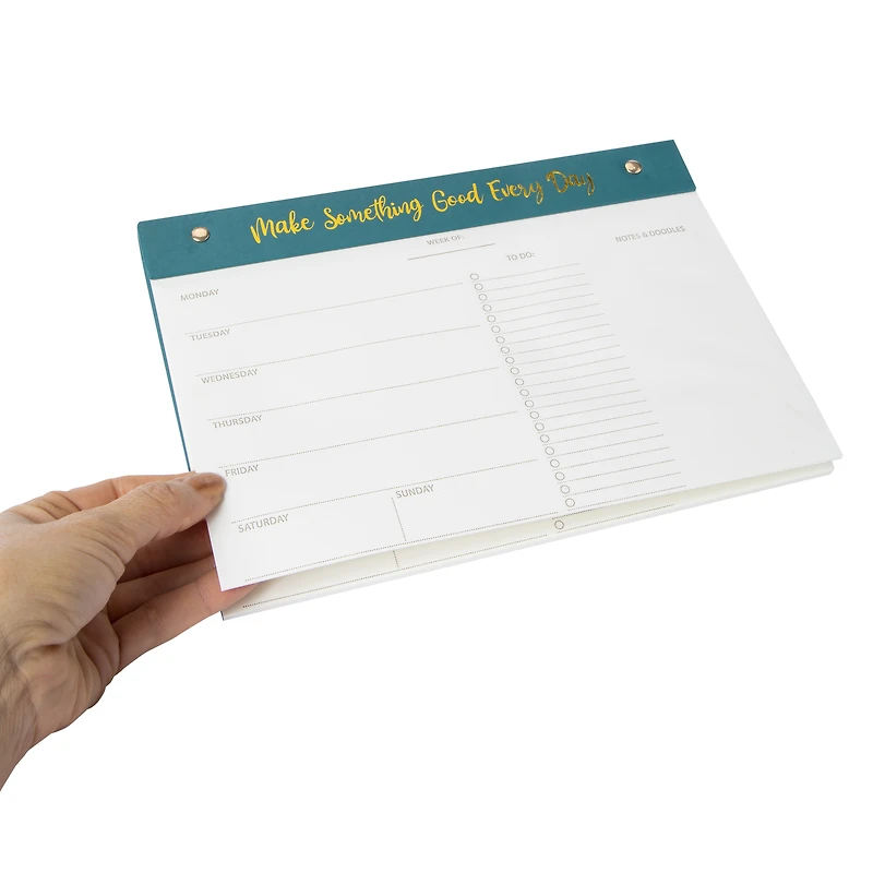 desk notepad with gold foil 10in x 7.25in - weekly planner