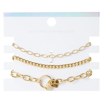 yin-yang gold bracelets 3-piece set