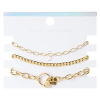 yin-yang gold bracelets 3-piece set