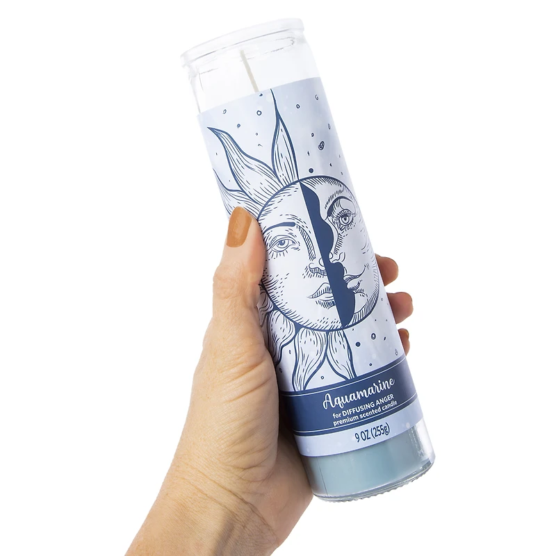 aquamarine premium scented pillar candle 9oz