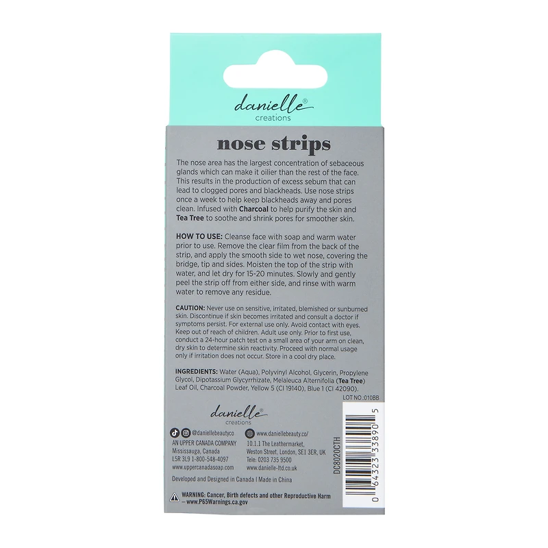 danielle® charcoal + tea tree nose strips 8-count