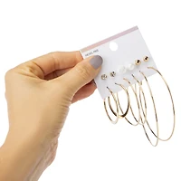 classic studs & hoop earrings set, 6 pairs