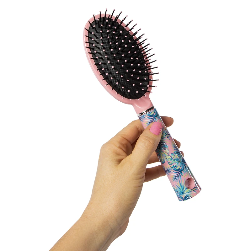 tropical print oval cushion brush