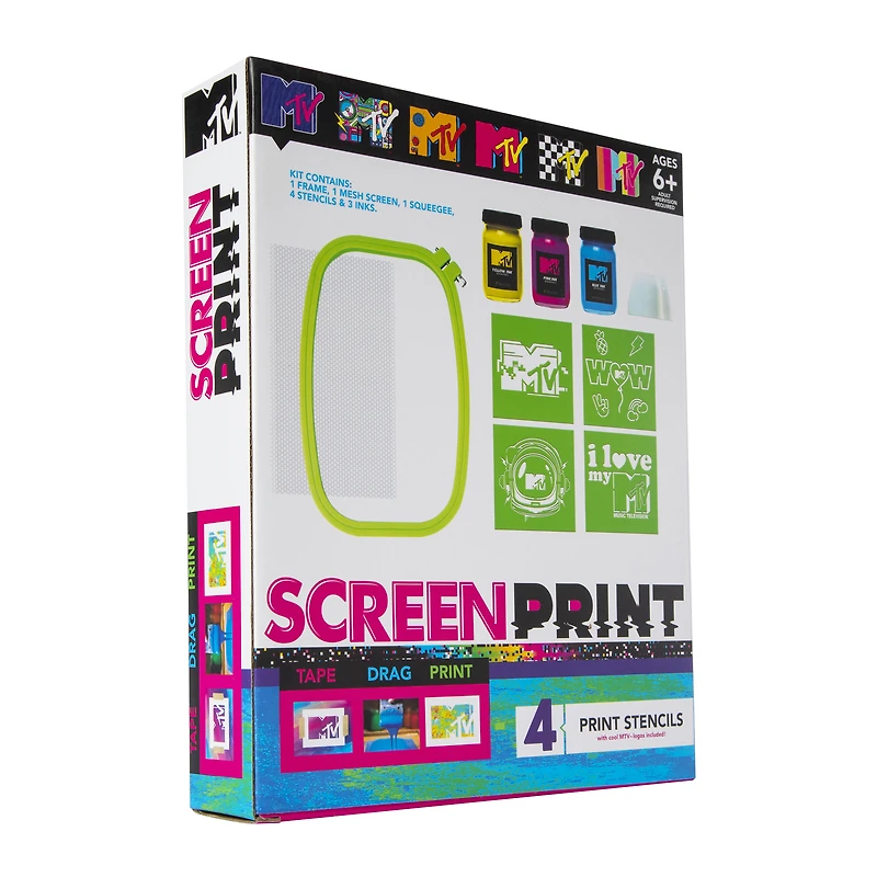 mtv™ screen print craft kit with 4 stencils & ink