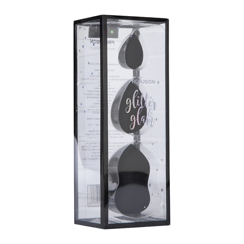 profusion glitter & glam makeup sponge set 3-piece