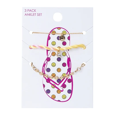 smile anklets 3-piece set
