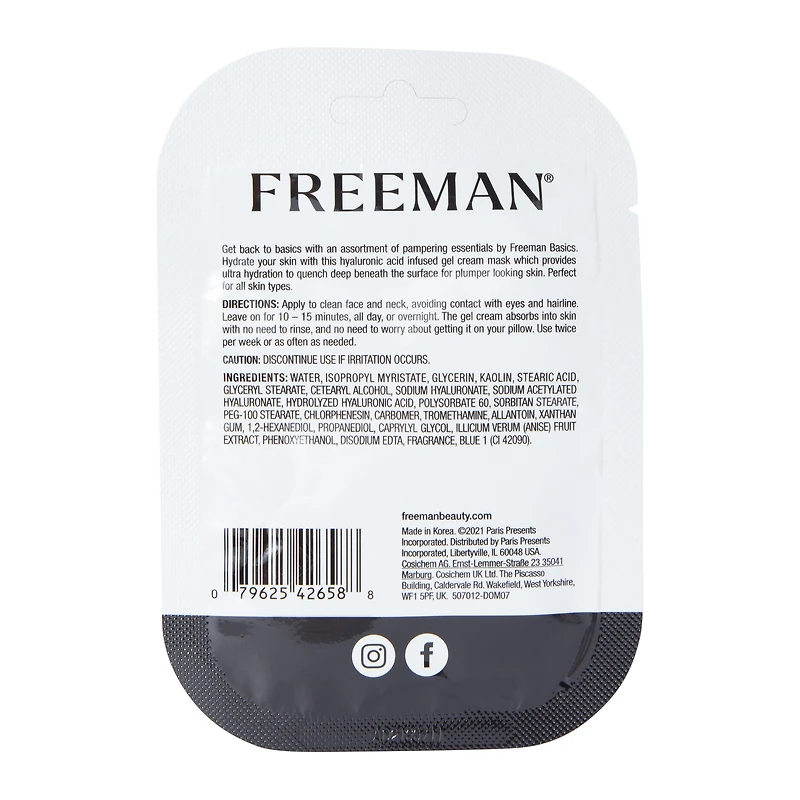 freeman® hydrating hyaluronic acid gel cream mask 0.33oz