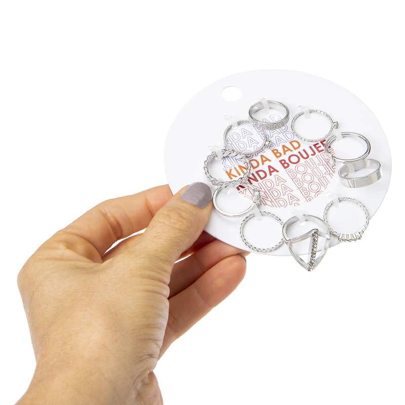 kinda boujee' 10-piece silver ring set