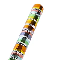 foil rainbow stripe 'happy birthday' wrapping paper roll 4ft x 30in