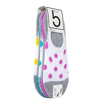 ladies no-show socks, dots & solids 5-pack
