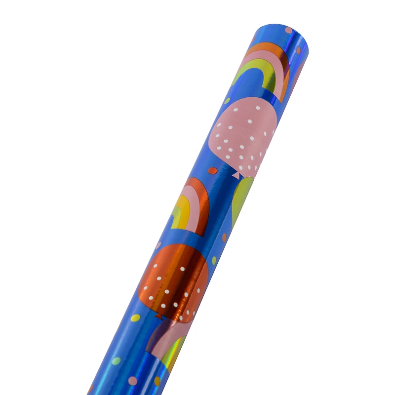 balloon & rainbow foil wrapping paper roll 4ft x 30in