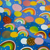 balloon & rainbow foil wrapping paper roll 4ft x 30in