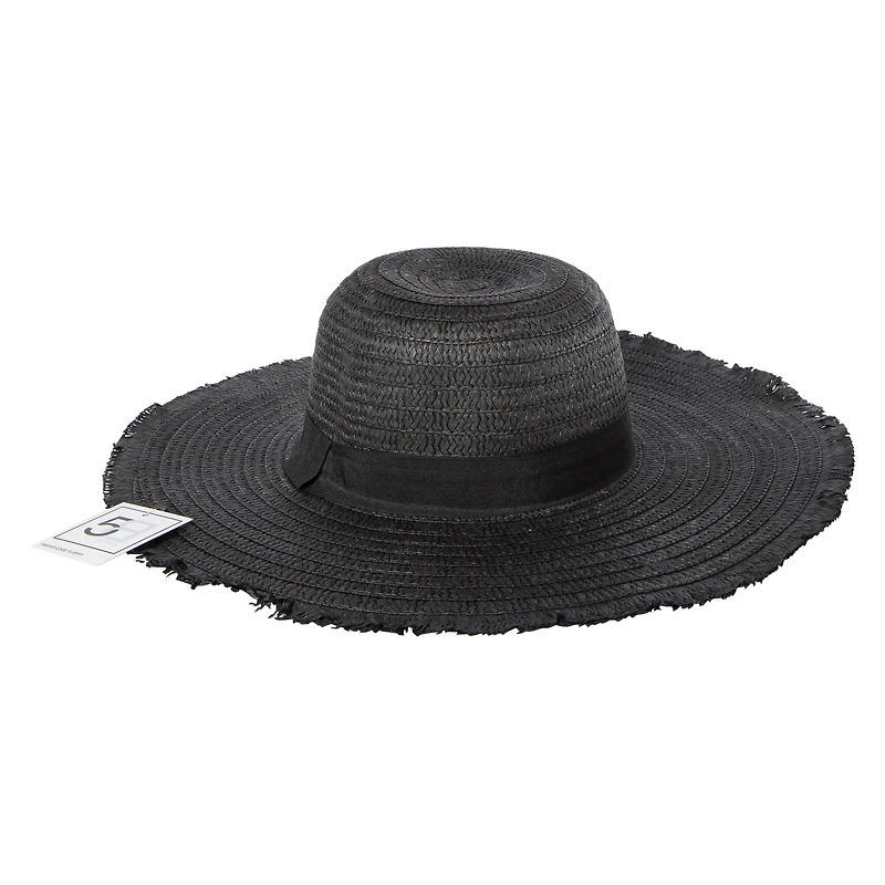 frayed edge floppy straw hat